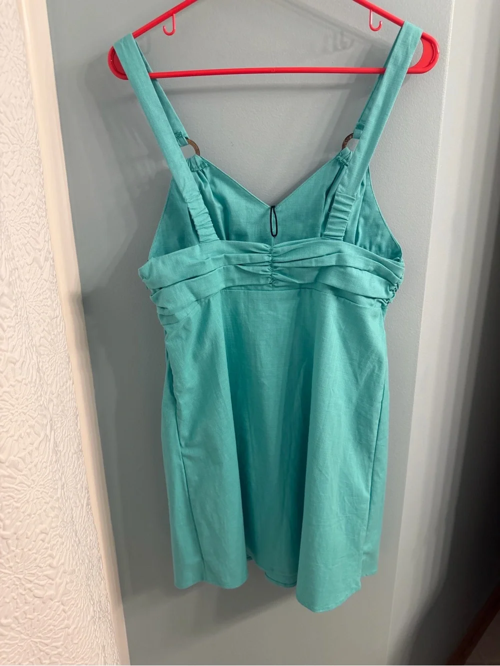 Pink Lily Turquoise Ring-Detail Mini Dress